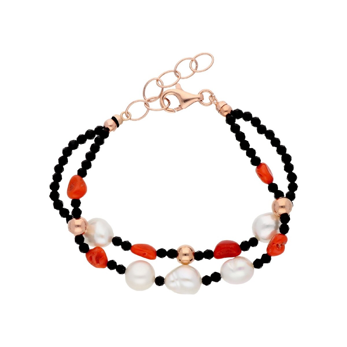 Pulsera plata, piedras y perlas naturales - LP1042BR