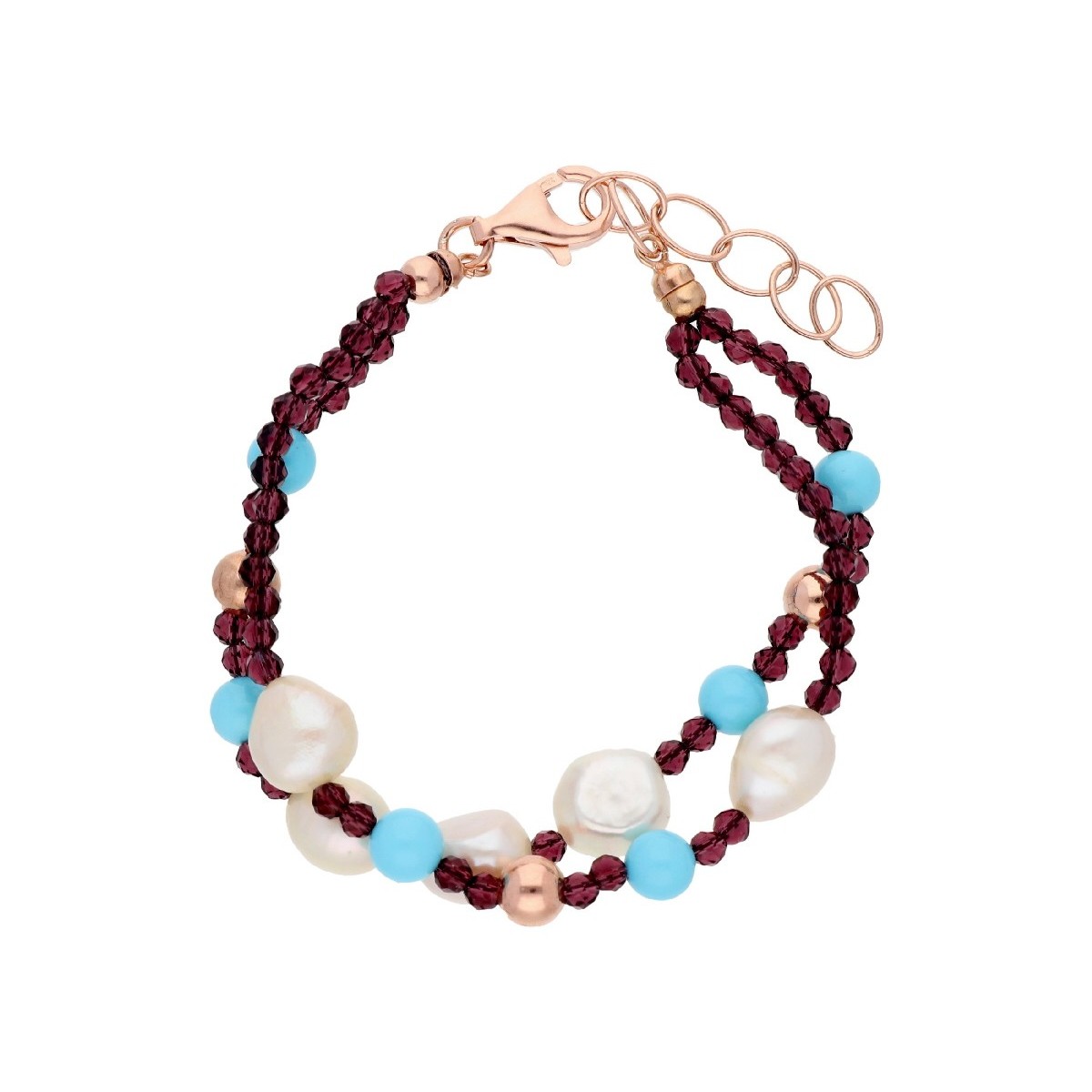 Pulsera plata, piedras y perlas naturales - LP1044BR