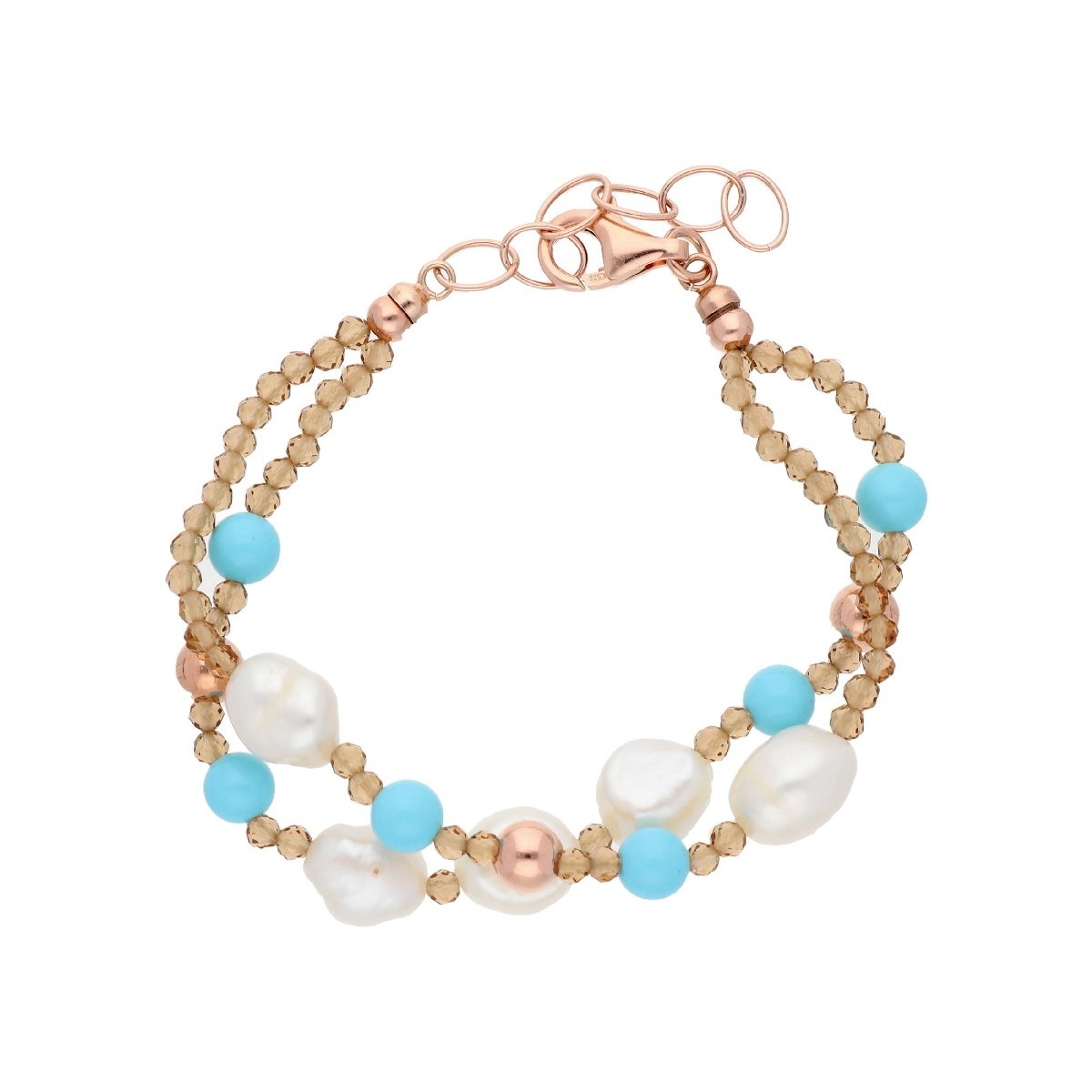 Pulsera plata, piedras y perlas naturales - LP1046BR