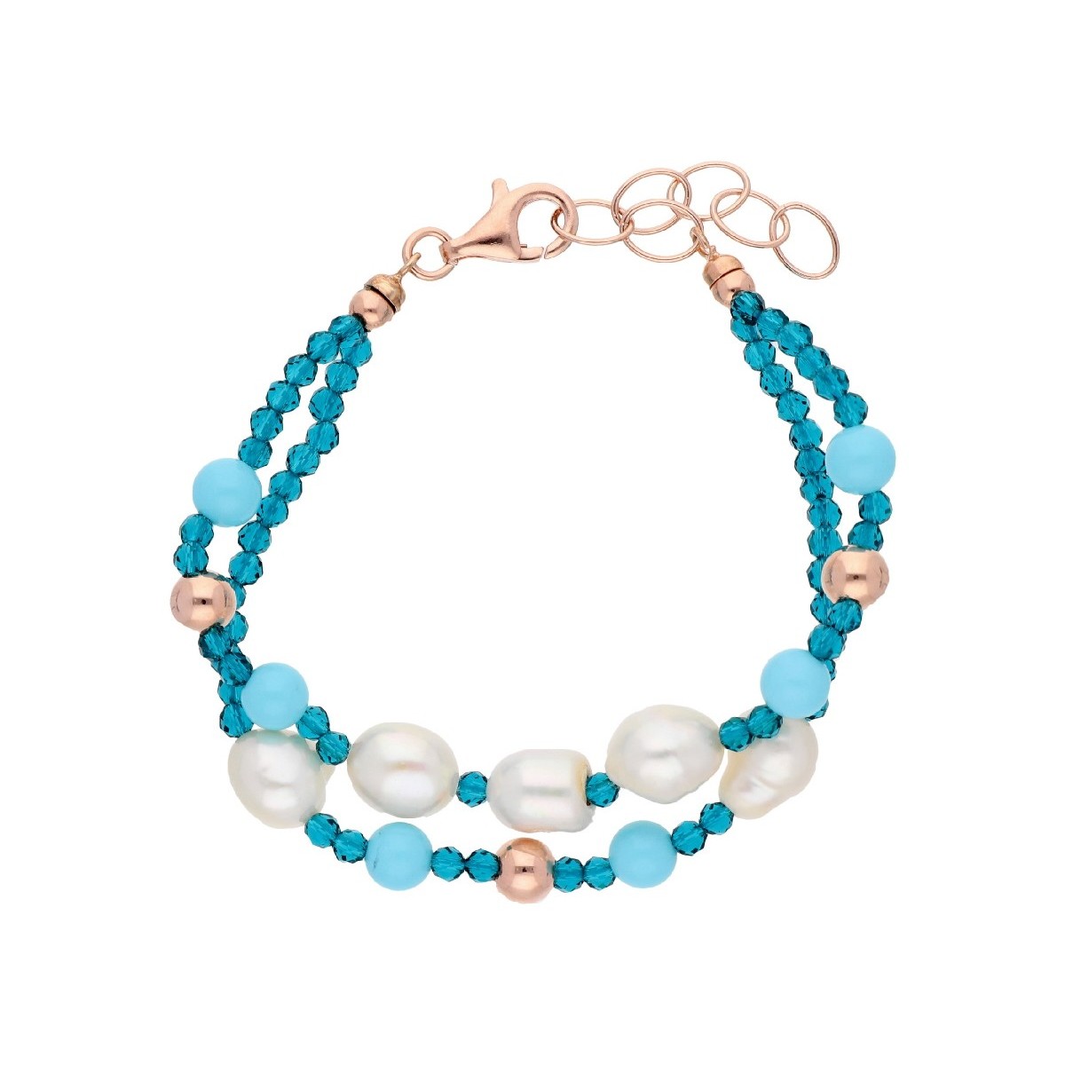 Pulsera plata, piedras y perlas naturales - LP1047BR