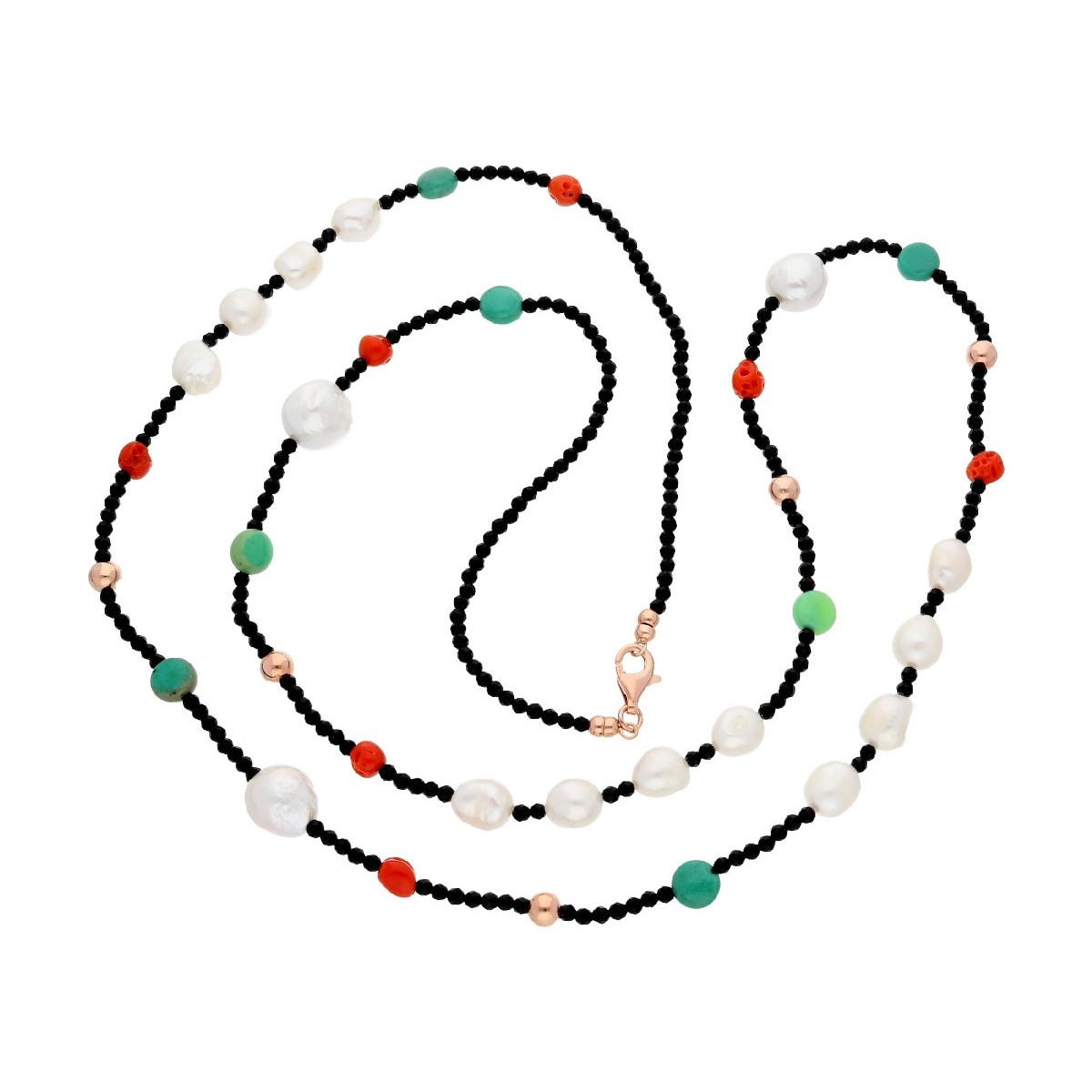 Collar plata perlas y piedras naturales - LP1048CL