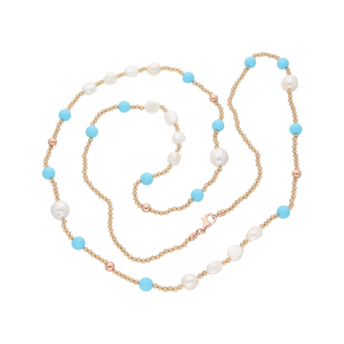 Collar plata perlas y piedras naturales - LP1046CL