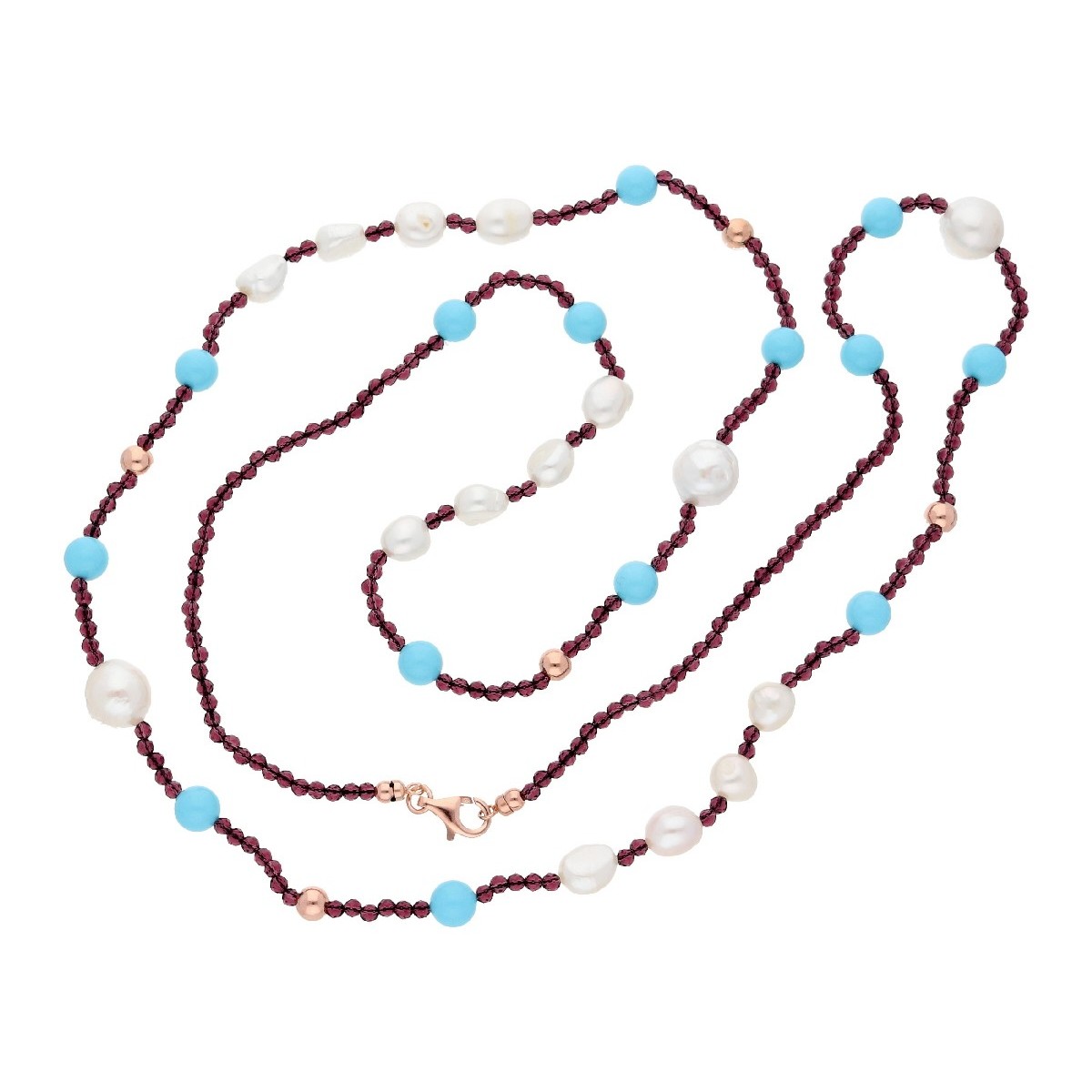 Collar plata perlas y piedras naturales - LP1044CL