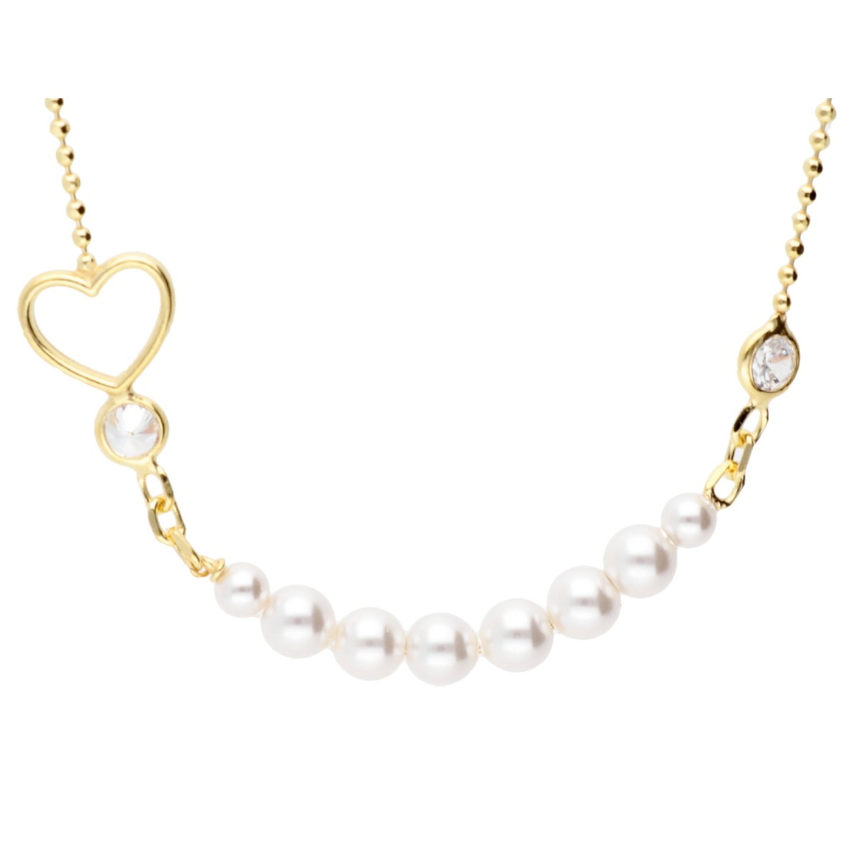 Collat corazón plata y perlas - LAF6537CL-D