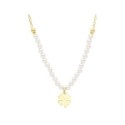 Collar trébol plata y perlas - LAF6538CL-D