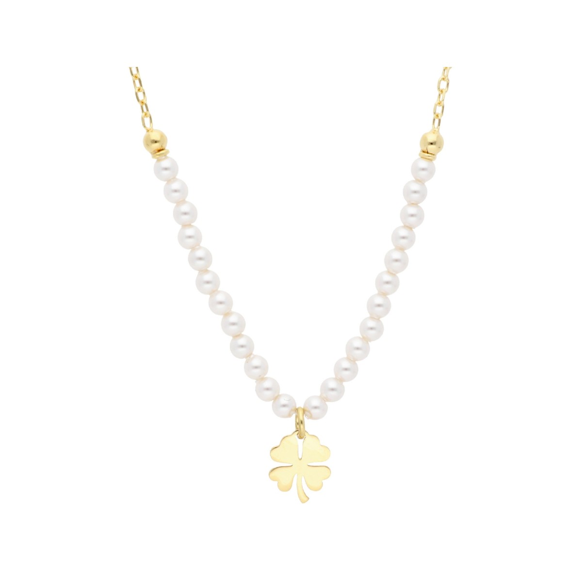 Collar trébol plata y perlas - LAF6538CL-D