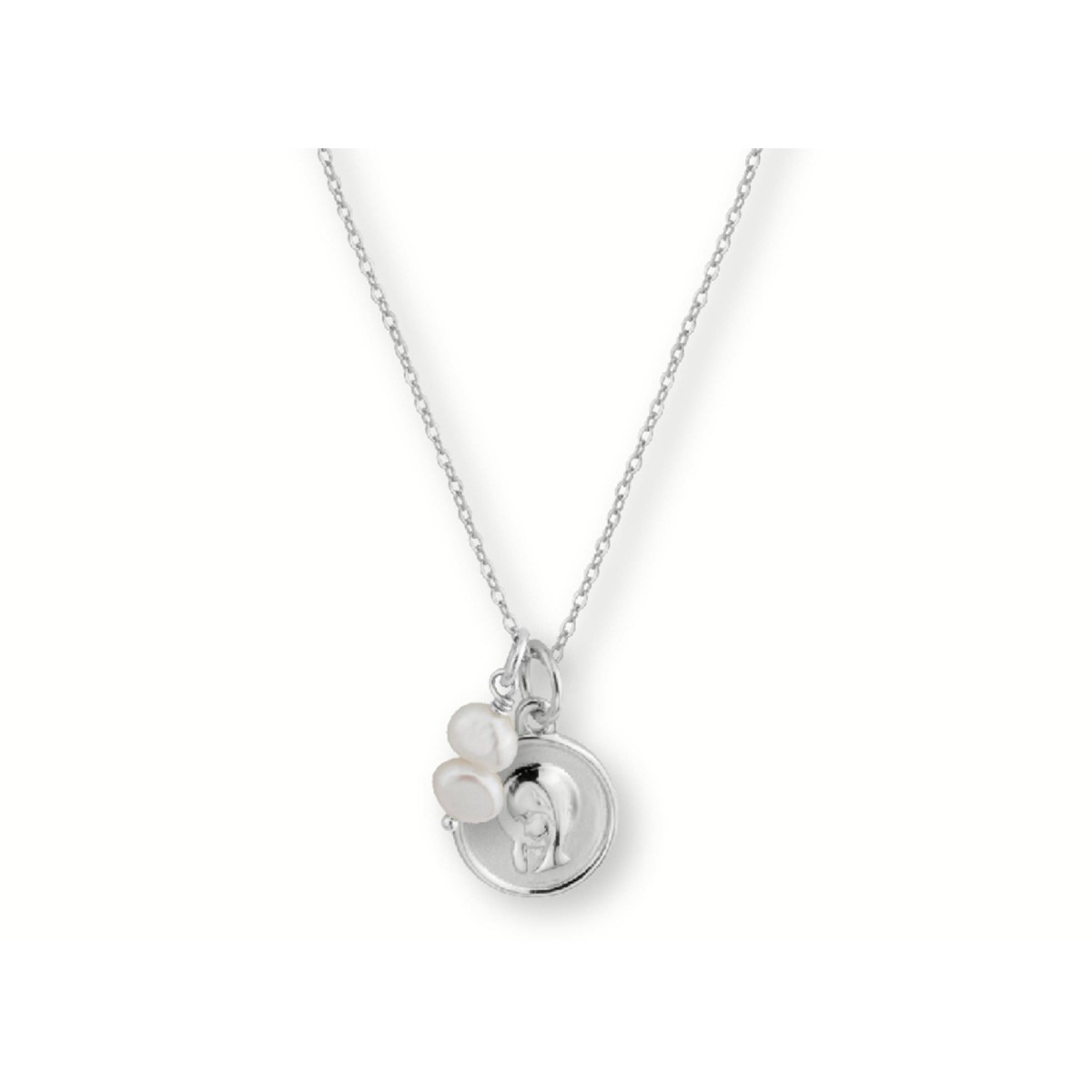 Colgante medalla plata 12mm y perlas - BAM025CL