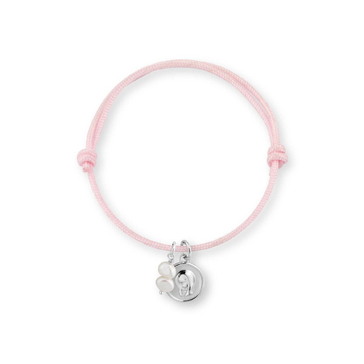 Pulsera medalla plata y perlas - BAM025BR