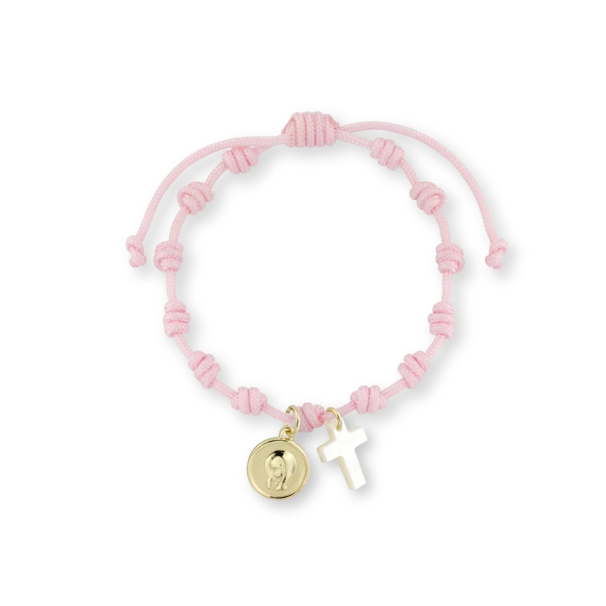 Pulsera medalla  plata y cruz nácar - BAM027BR-D