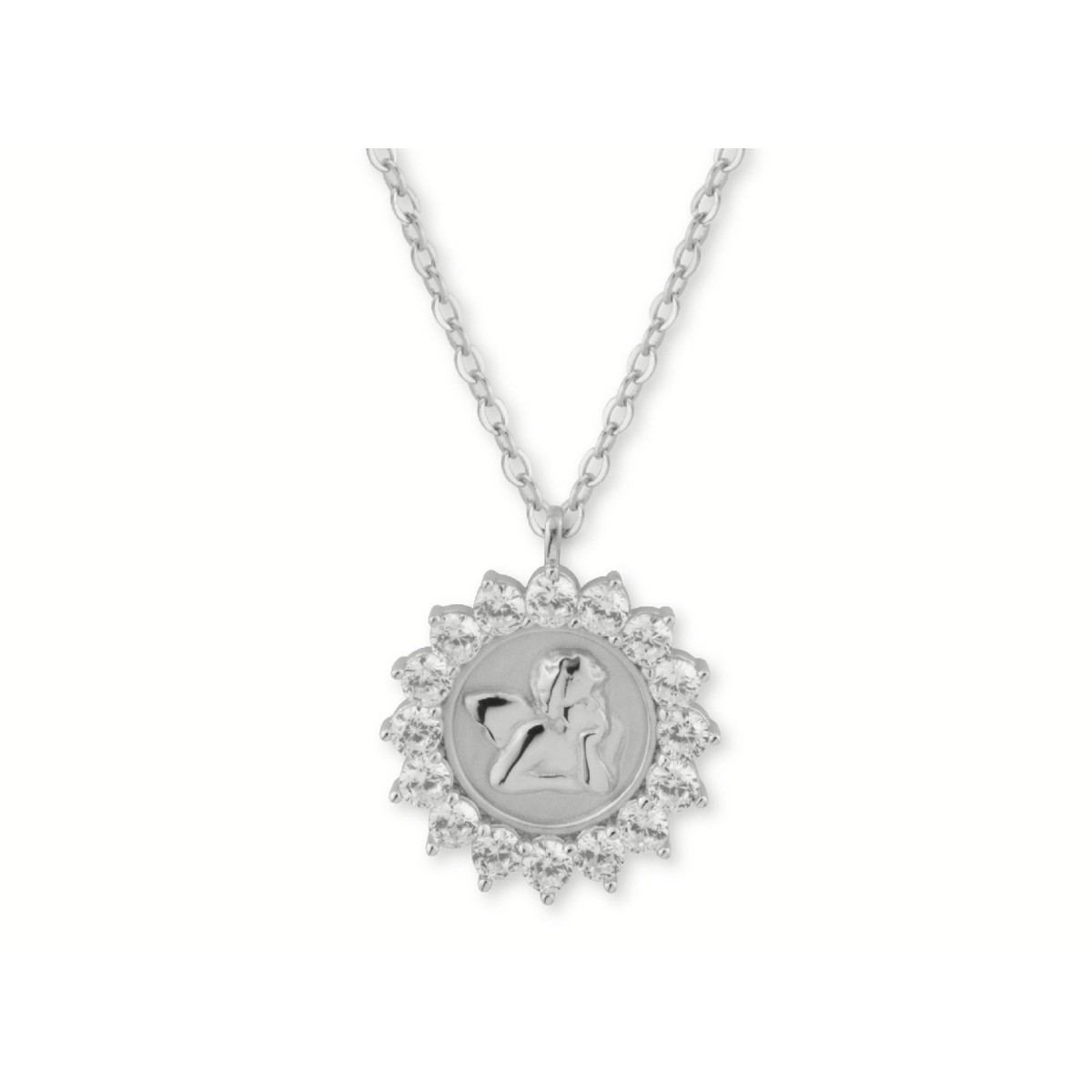 Colgante medalla plata y circonitas 18mm - BAM031CL