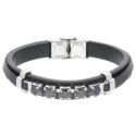 Pulsera piel, acero y circonitas - RB262BR