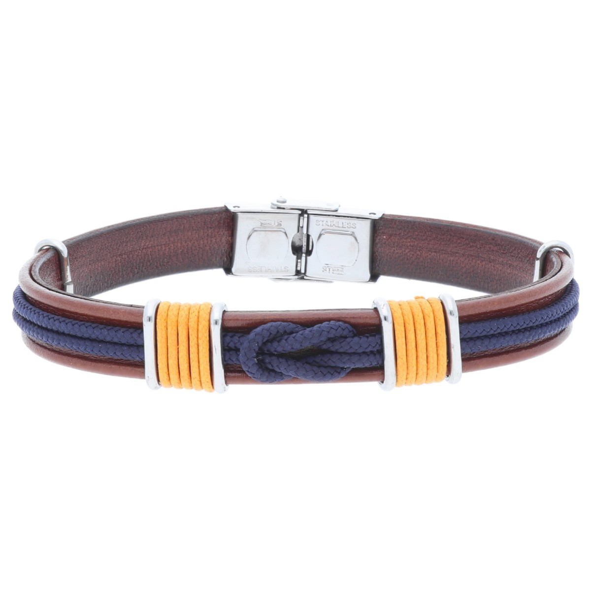 Pulsera piel, cuerda náutika y acero - NTK045BR-MAJ