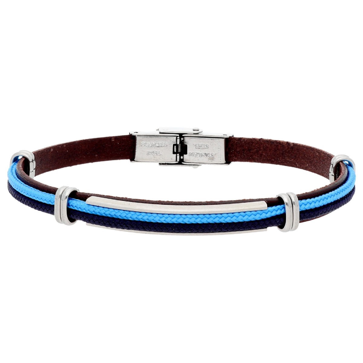 Pulsera piel, cuerda náutika y acero - NTK056BR-C