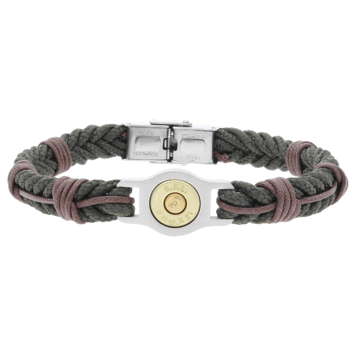 Pulsera acero, cuerda náutika y piel  - RB274BR-V
