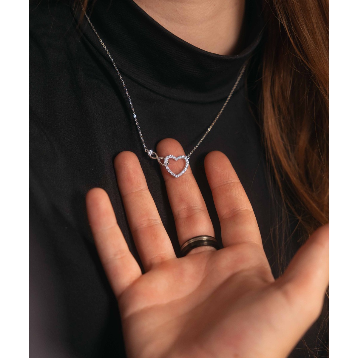Colg infinito y corazón plata y circonit - LAD7260CL