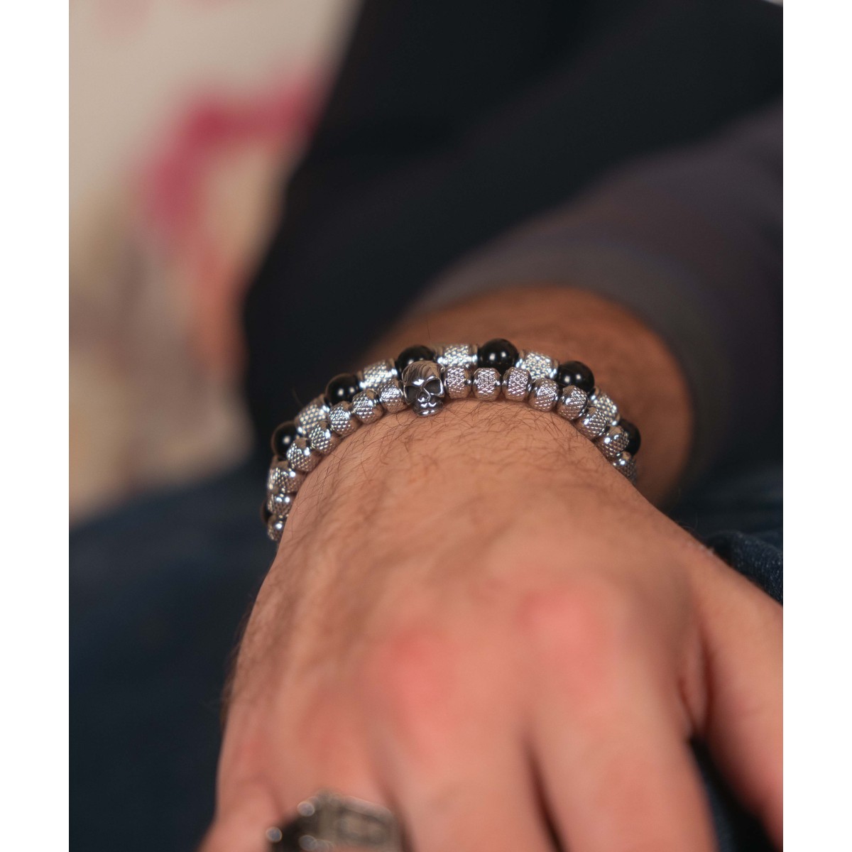 Pulsera acero y black agate - RB210BR-N