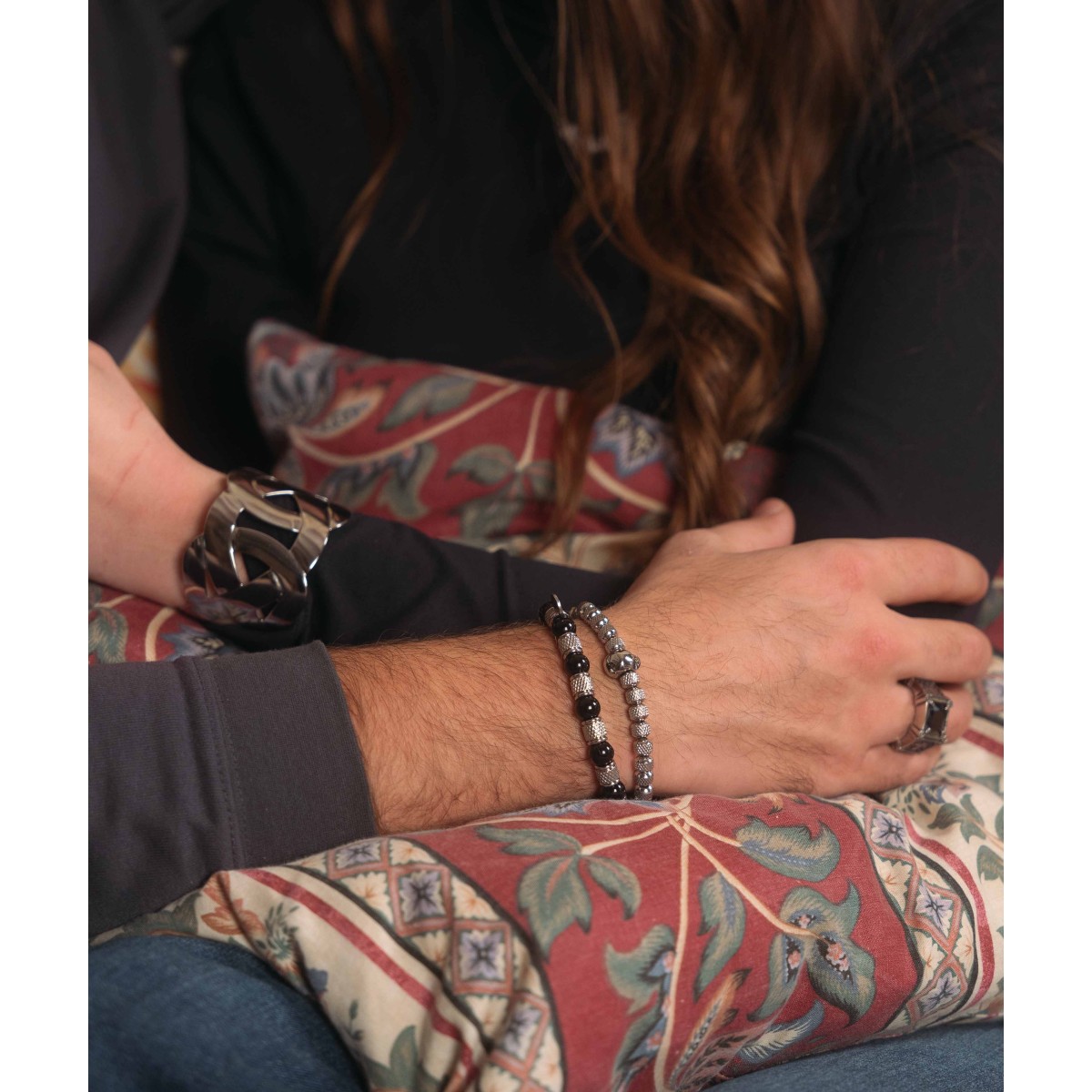 Pulsera acero y black agate - RB210BR-N