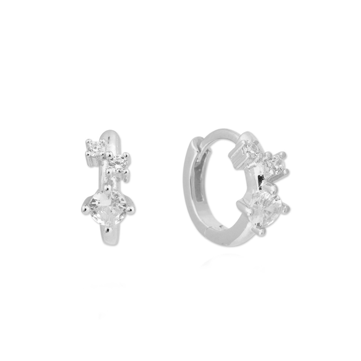 Pendientes plata y circonitas 12mm - MED230A