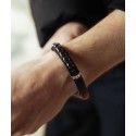 Pulsera piel, acero y circonitas - RB262BR