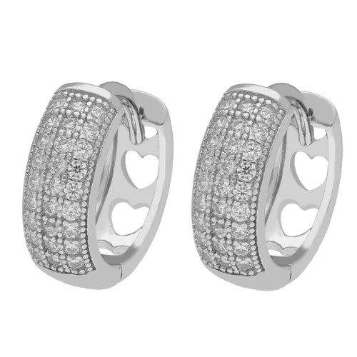 Pendientes plata y circonitas corazones - LAD4651A