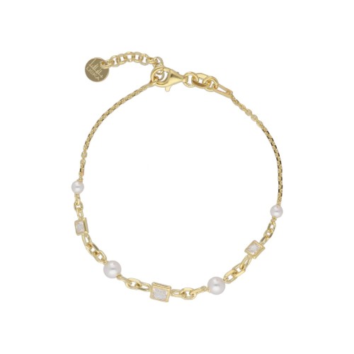 Pulsera plata, perlas y circonitas - LAF6419BR-D