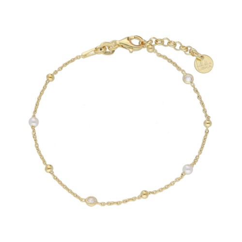 Pulsera plata, perlas y circonitas - LAF6414BR-D
