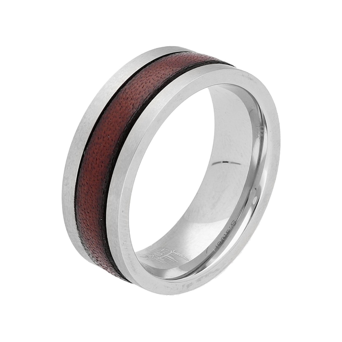 Anillo acero y piel - 84AN1023-M