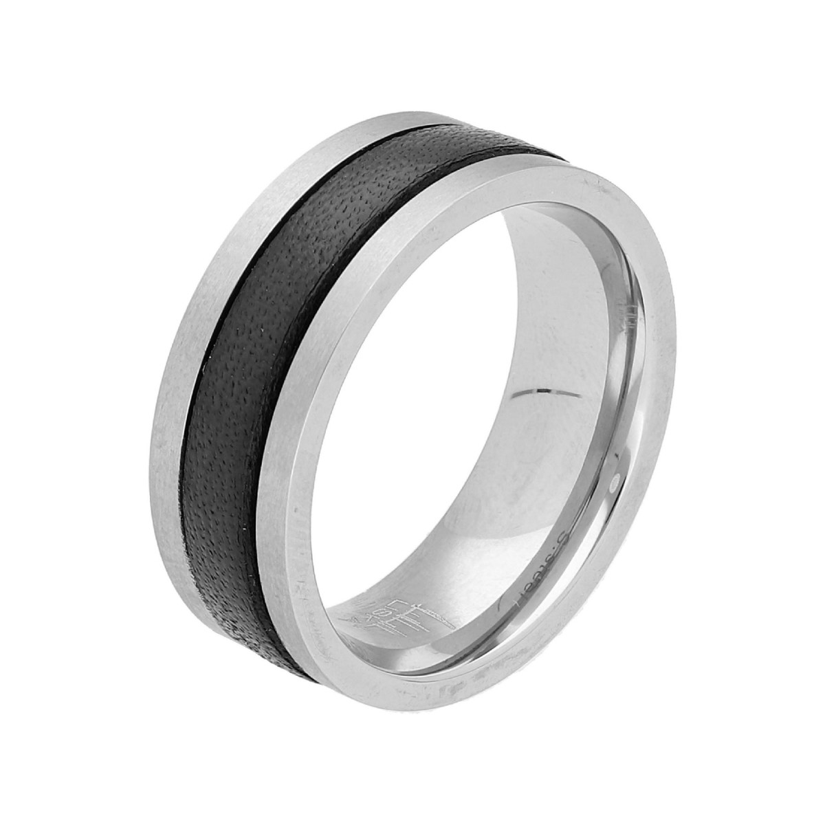 Anillo acero y piel - 84AN1023-N