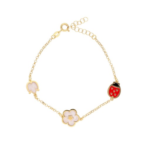Pulsera mariquita, flor y tulipán plata - LAF6561BR-D