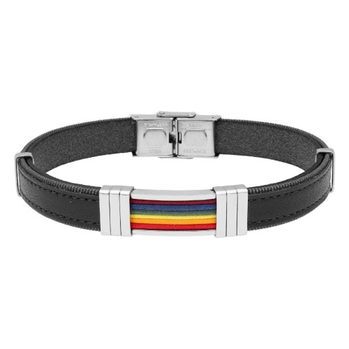 Pulsera orgullo de piel y acero - 84BA1518-N