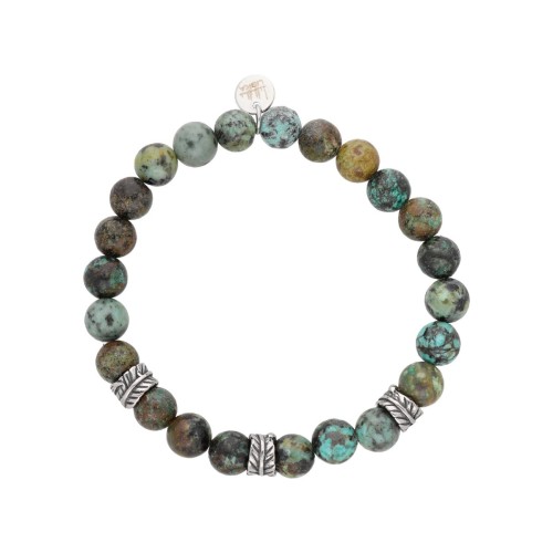 Pulsera acero y turquesa africana - BALI012BR