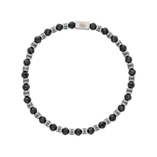 Pulsera acero y black ágata - BALI085BR-B