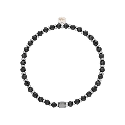 Pulsera acero y black ágata 4mm - BALI086BR-B