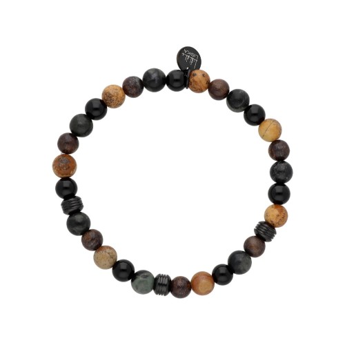 Pulsera acero y piedras naturales - BALI087BR-1
