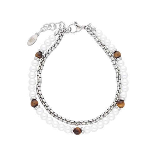 Pulsera acero y piedras naturales - BALI091BR