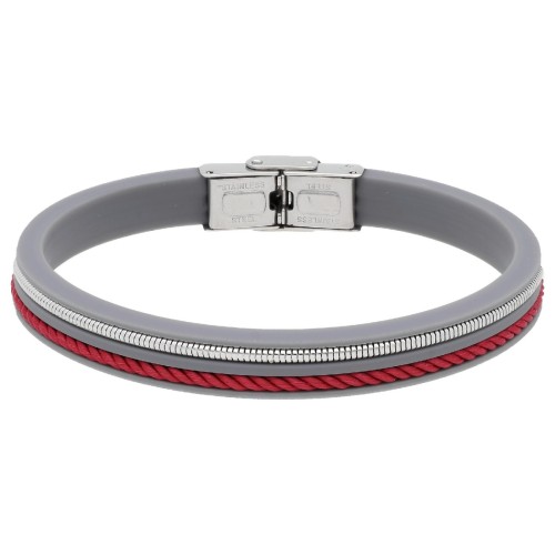 Pulsera caucho, cuerda náutika y acero - NTK063BR