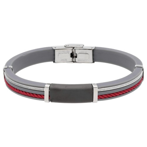 Pulsera caucho, cuerda náutika y acero - NTK063BR-P