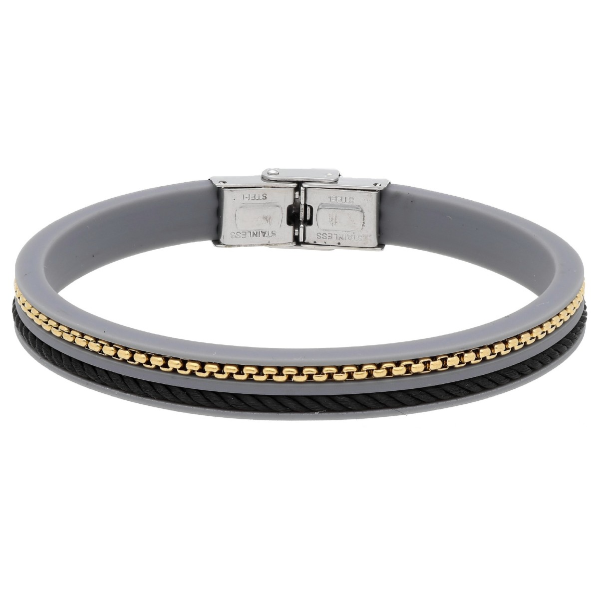 Pulsera caucho, cuerda náutika y acero - NTK065BR