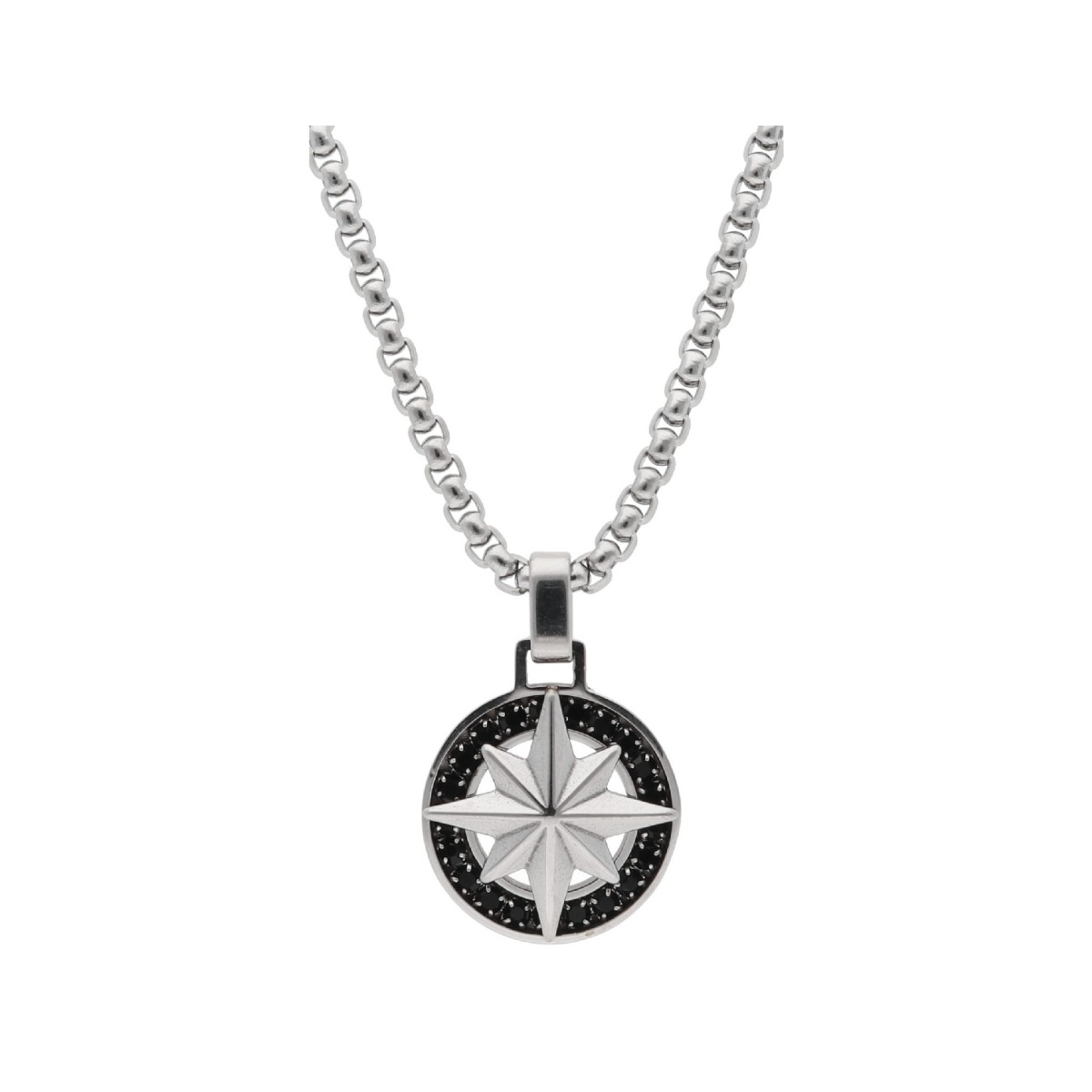 Colgante rosa de los vientos de acero con circonitas - MTC131CD