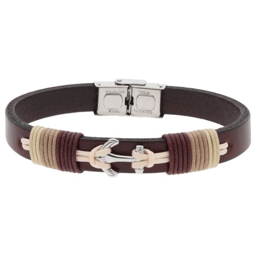 Pulsera piel, cuerda náutika y acero - 84BA1332