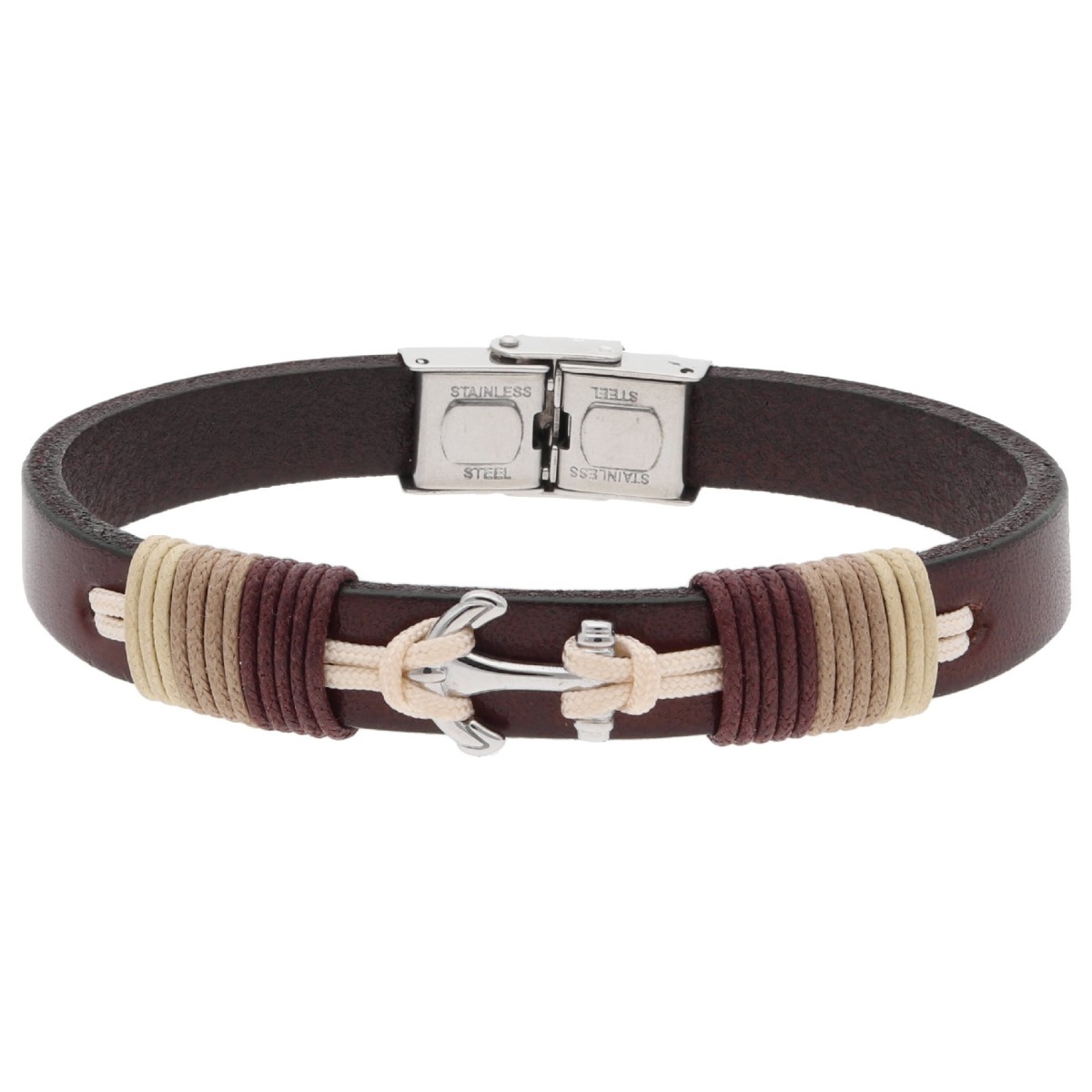 Pulsera piel, cuerda náutika y acero - 84BA1332