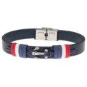 Pulsera acero, piel y cuerda náutika - 84BA1332-A