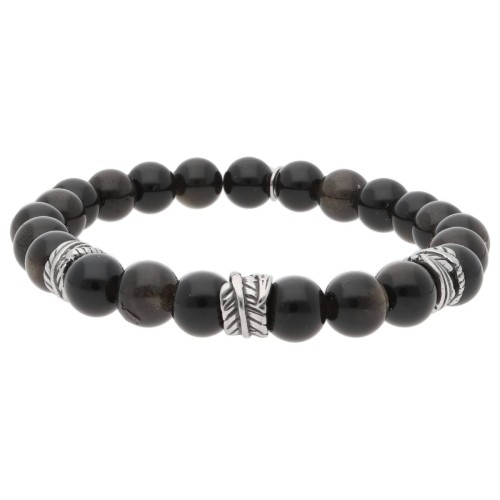 Pulsera acero y piedras naturales - BALI011BR