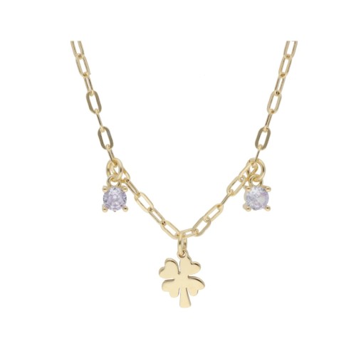 Collar trébol plata y circonitas - LAF6572CL-D