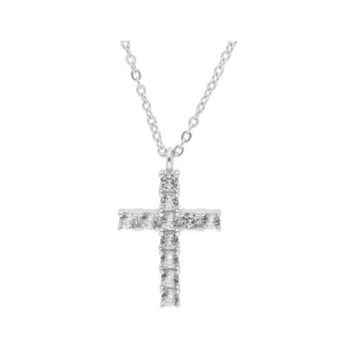 Cruz plata y circonitas - MED416CL
