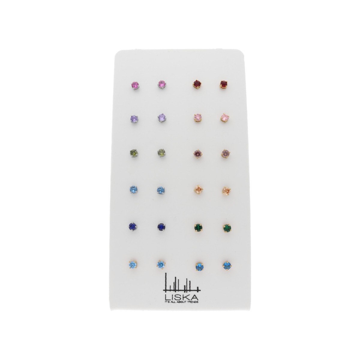 Pack 12 pendientes acero y circonitas - CH120PACK