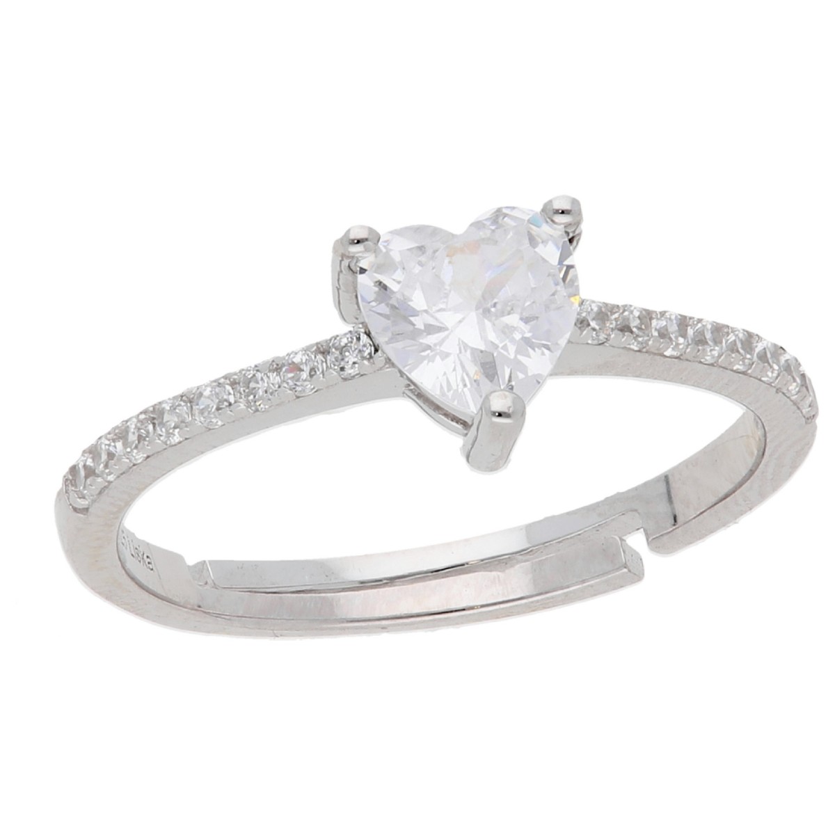 Anillo corazón plata y circonitas - LAD7331AN