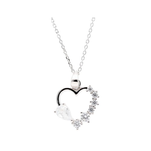 Colgante corazón plata y circonitas - LAD7332CL