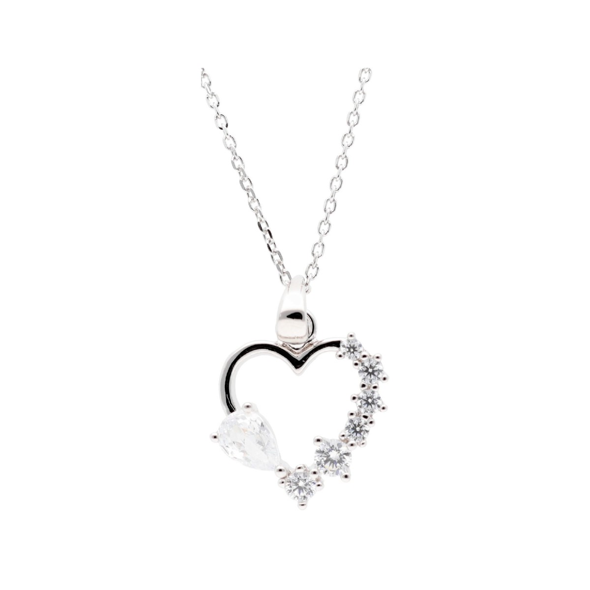 Colgante corazón plata y circonitas - LAD7332CL