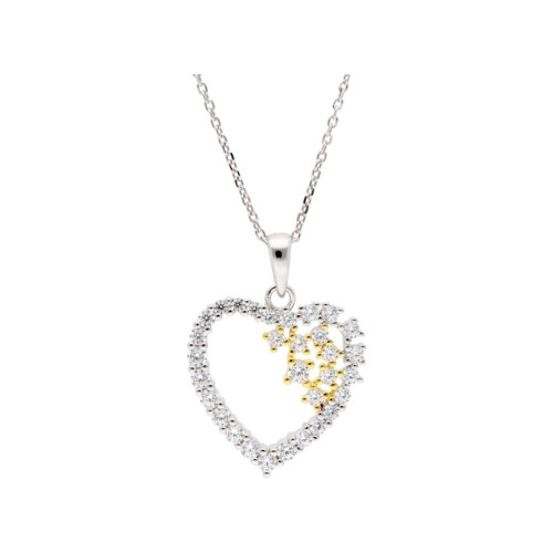 Colgante corazón plata y circonitas - LAD7341CL